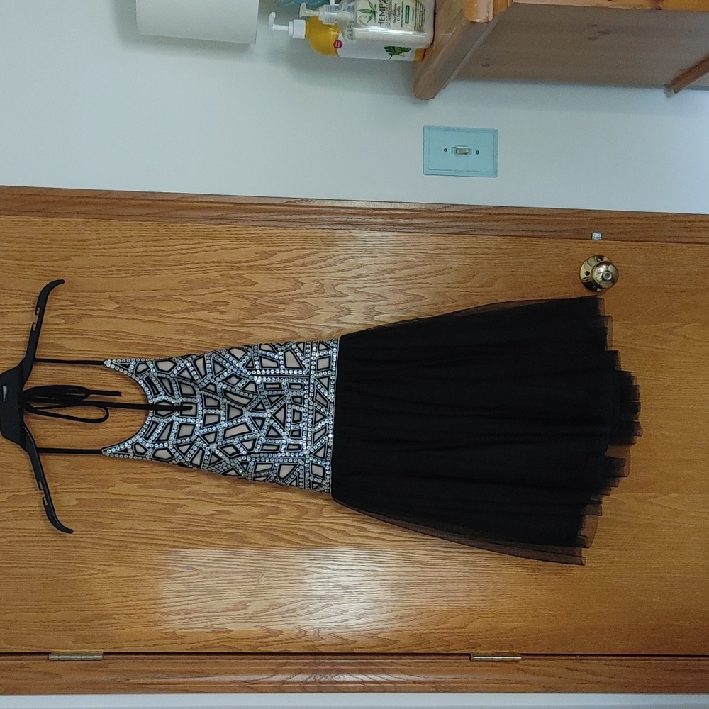 Black with silver sequins homecoming dress